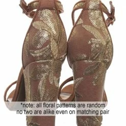Bamboo Influencer17 M6Brocade Metallic Floral Embroidery Block High Heel Sandal New