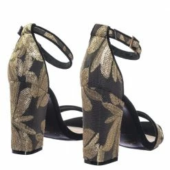 Bamboo Influencer17 M6Brocade Metallic Floral Embroidery Block High Heel Sandal New