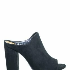 Bamboo Influencer29 Peep Toe Mule Sandals - Womens Slip On Chunky Block High Heels