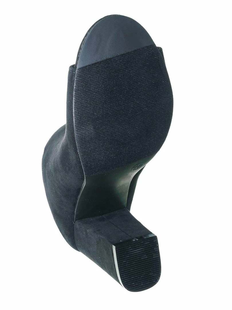 Bamboo Influencer29 Peep Toe Mule Sandals - Womens Slip On Chunky Block High Heels