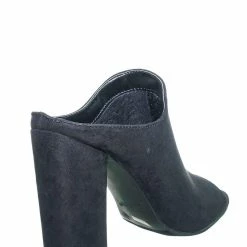 Bamboo Influencer29 Peep Toe Mule Sandals - Womens Slip On Chunky Block High Heels