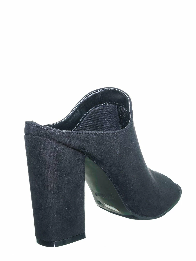 Bamboo Influencer29 Peep Toe Mule Sandals - Womens Slip On Chunky Block High Heels