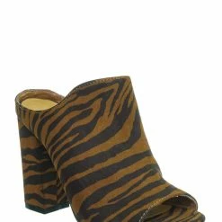 Bamboo Influencer29 Peep Toe Mule Sandals - Womens Slip On Chunky Block High Heels