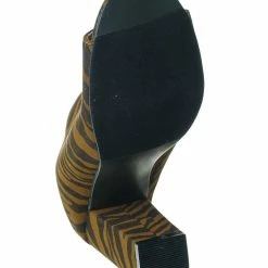 Bamboo Influencer29 Peep Toe Mule Sandals - Womens Slip On Chunky Block High Heels