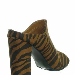 Bamboo Influencer29 Peep Toe Mule Sandals - Womens Slip On Chunky Block High Heels