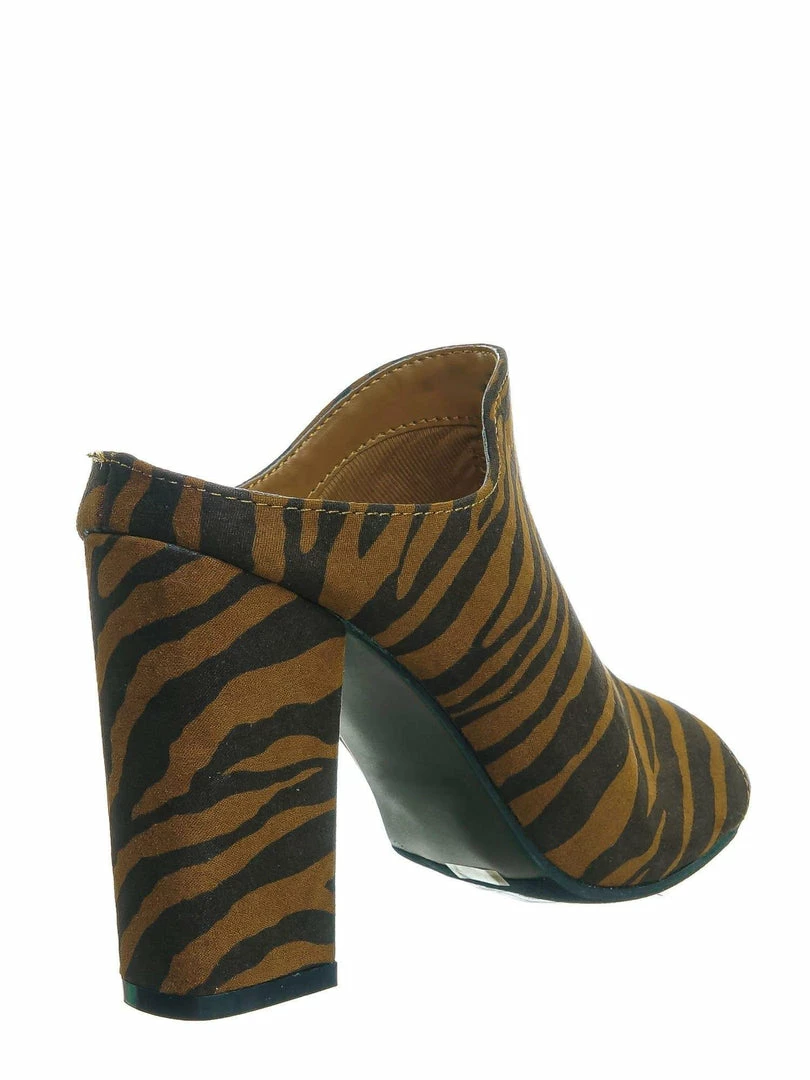 Bamboo Influencer29 Peep Toe Mule Sandals - Womens Slip On Chunky Block High Heels