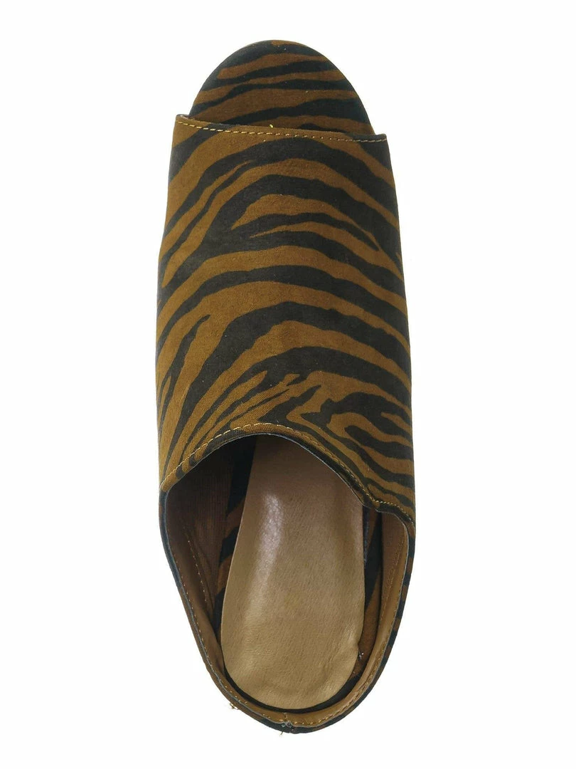 Bamboo Influencer29 Peep Toe Mule Sandals - Womens Slip On Chunky Block High Heels