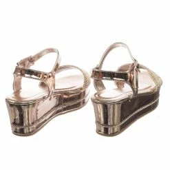 Bamboo Joyas03 Platform Flatform Sandal W Chain Fabric Upper Rhinestone Stud Strip