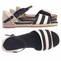 Bamboo New Layover14 Espadrille DOrsay Flat Sandal - Women Peep Toe Ankle Strap Canvas Shoe