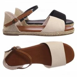 Bamboo New Layover14 Espadrille DOrsay Flat Sandal - Women Peep Toe Ankle Strap Canvas Shoe