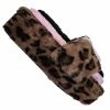Bamboo Leverage12 Furry Platform Slides - Faux Fur Chunky Slipper In Rainbow & Leopard New