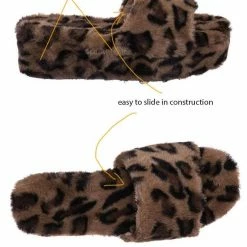 Bamboo Leverage12 Furry Platform Slides - Faux Fur Chunky Slipper In Rainbow & Leopard New