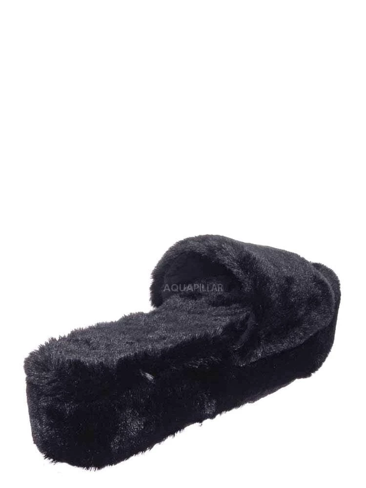 Bamboo Leverage12 Furry Platform Slides - Faux Fur Chunky Slipper In Rainbow & Leopard New