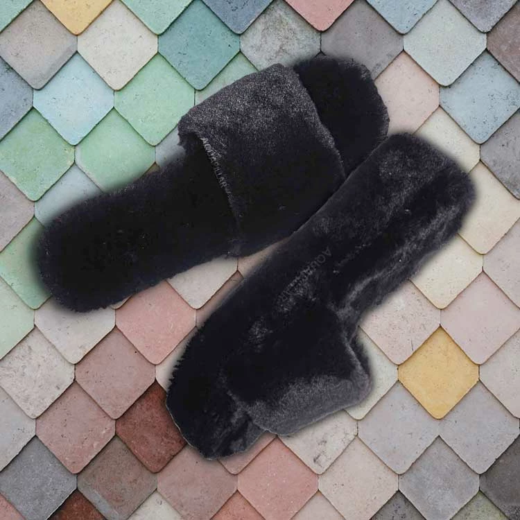 Bamboo Leverage12 Furry Platform Slides - Faux Fur Chunky Slipper In Rainbow & Leopard New