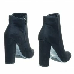 Bamboo New Living23 Embossed & Embroidery Block Heel Ankle Bootie W Faux Fur Lining