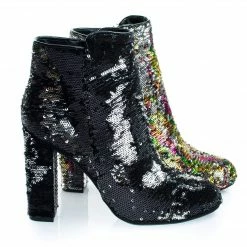Bamboo Living39 Reversible Sequins Block Heel Ankle Bootie