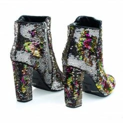 Bamboo Living39 Reversible Sequins Block Heel Ankle Bootie