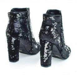 Bamboo Living39 Reversible Sequins Block Heel Ankle Bootie