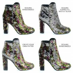 Bamboo Living39 Reversible Sequins Block Heel Ankle Bootie