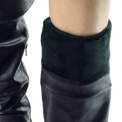 Bamboo Louie03 Faux Suede Thigh High Over Knee Boots W Block Heel & Foldable Flap