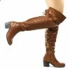 Louie05 By Bamboo, Faux Fur Inner Lining W Corset Lace Up Over Knee Thigh High Block Heel