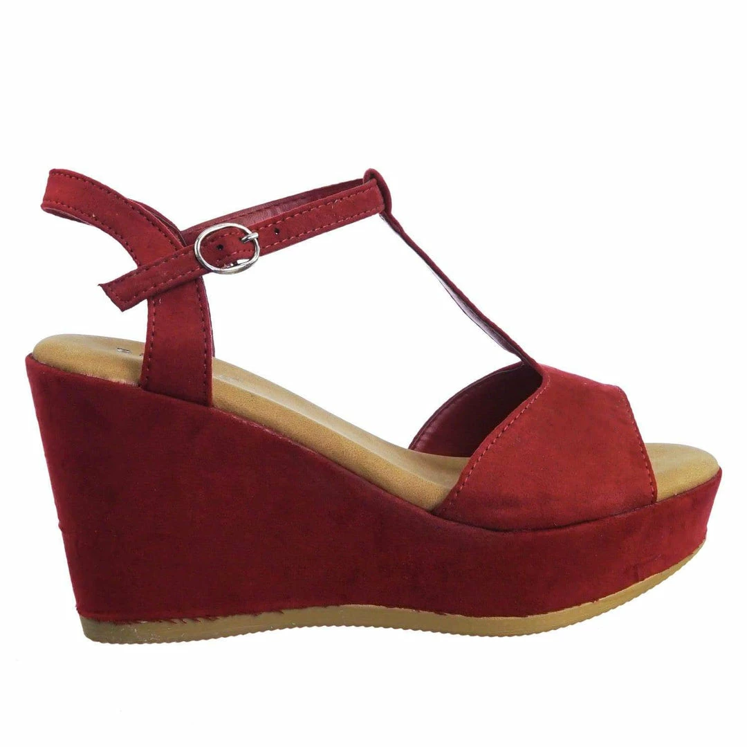 Bamboo Luxy04 Platform Wedge Comfort Foam Padded T-Strap Open Toe Sandal New