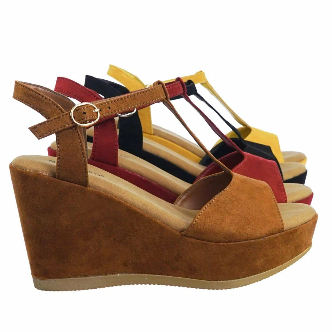 Bamboo Luxy04 Platform Wedge Comfort Foam Padded T-Strap Open Toe Sandal New