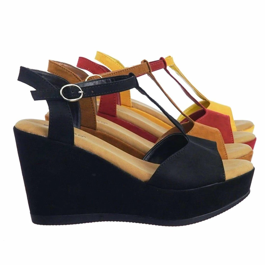 Bamboo Luxy04 Platform Wedge Comfort Foam Padded T-Strap Open Toe Sandal New