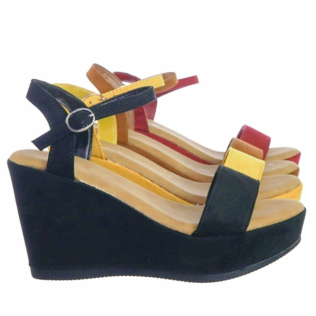 Bamboo New Luxy08 Lightweight Comfort Low Wedge Platform Open Toe Dress Sandal