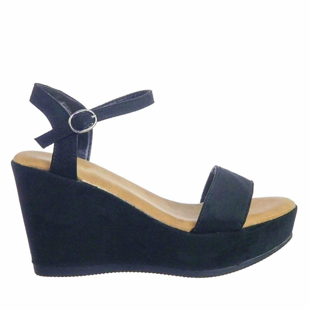 Bamboo New Luxy08 Lightweight Comfort Low Wedge Platform Open Toe Dress Sandal