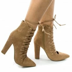 Bamboo New Madam15M Block Heel Dress Pump W Corset Lace Up & Leg Wrap. High Ankle Bootie