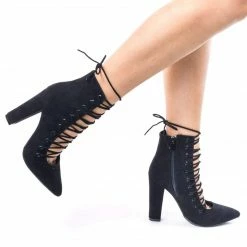 Bamboo New Madam15M Block Heel Dress Pump W Corset Lace Up & Leg Wrap. High Ankle Bootie