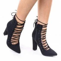 Bamboo New Madam15M Block Heel Dress Pump W Corset Lace Up & Leg Wrap. High Ankle Bootie