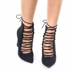 Bamboo New Madam15M Block Heel Dress Pump W Corset Lace Up & Leg Wrap. High Ankle Bootie