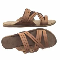 Bamboo Made47 Comfort Slides Foam Padded Slide In Slipper W Strappy Cage & Vintage Stain