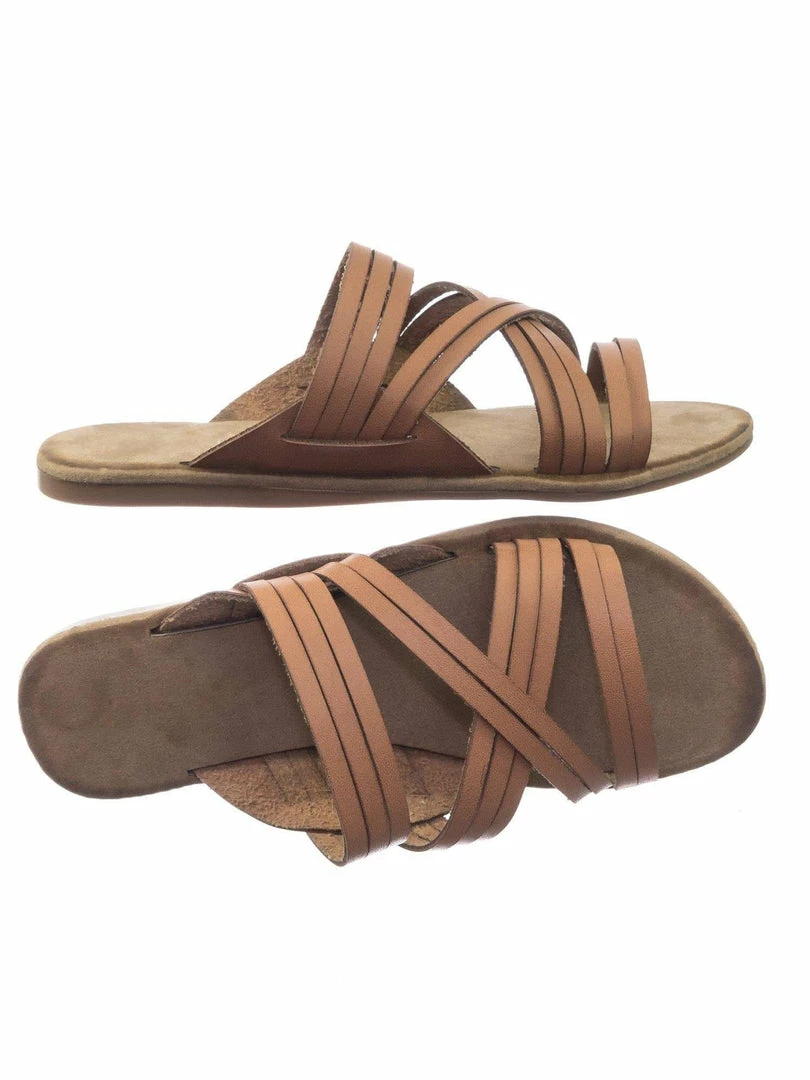 Bamboo Made47 Comfort Slides Foam Padded Slide In Slipper W Strappy Cage & Vintage Stain