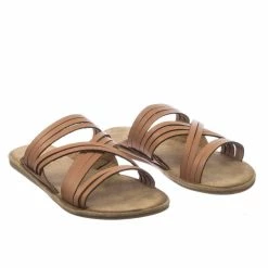 Bamboo Made47 Comfort Slides Foam Padded Slide In Slipper W Strappy Cage & Vintage Stain