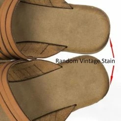 Bamboo Made47 Comfort Slides Foam Padded Slide In Slipper W Strappy Cage & Vintage Stain