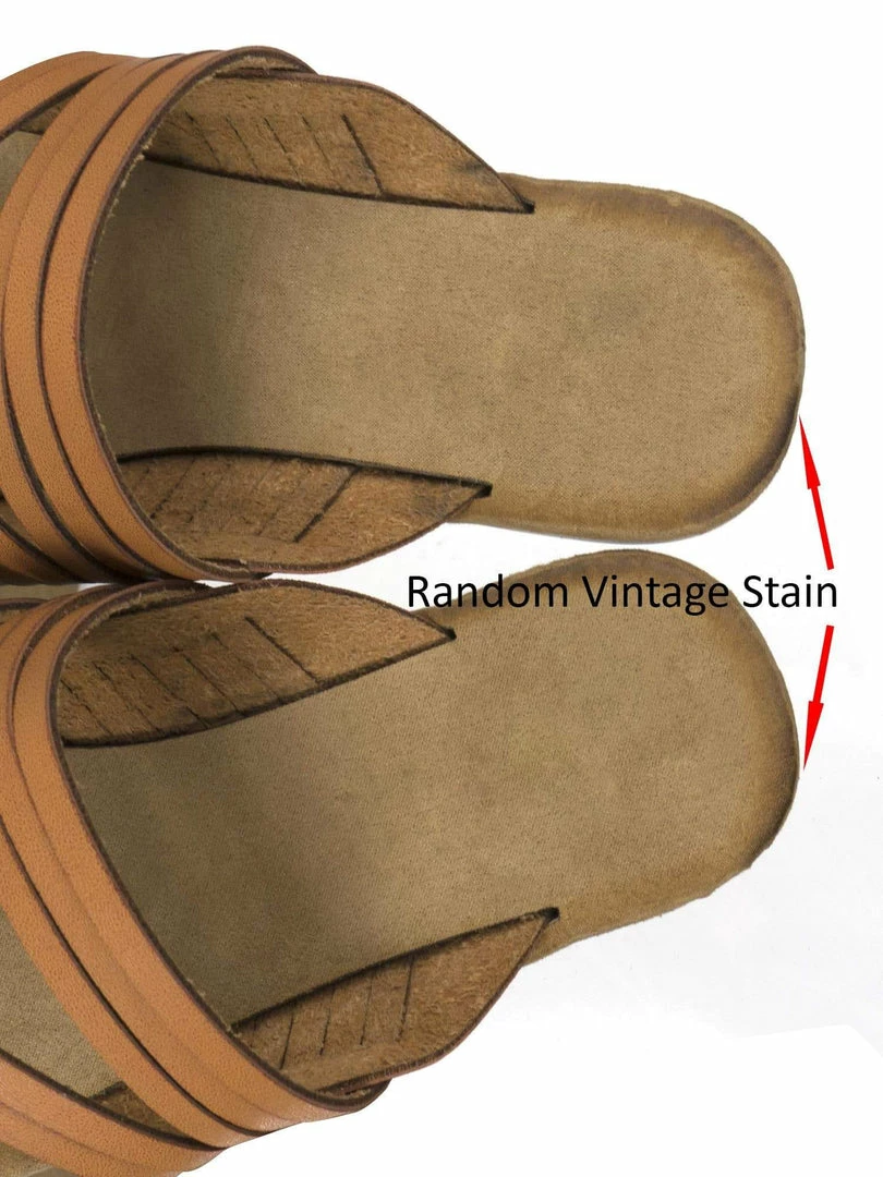 Bamboo Made47 Comfort Slides Foam Padded Slide In Slipper W Strappy Cage & Vintage Stain