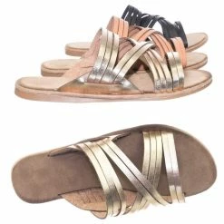 Bamboo Made47 Comfort Slides Foam Padded Slide In Slipper W Strappy Cage & Vintage Stain
