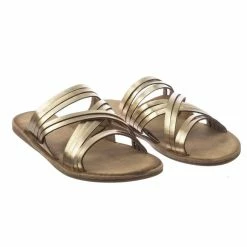 Bamboo Made47 Comfort Slides Foam Padded Slide In Slipper W Strappy Cage & Vintage Stain