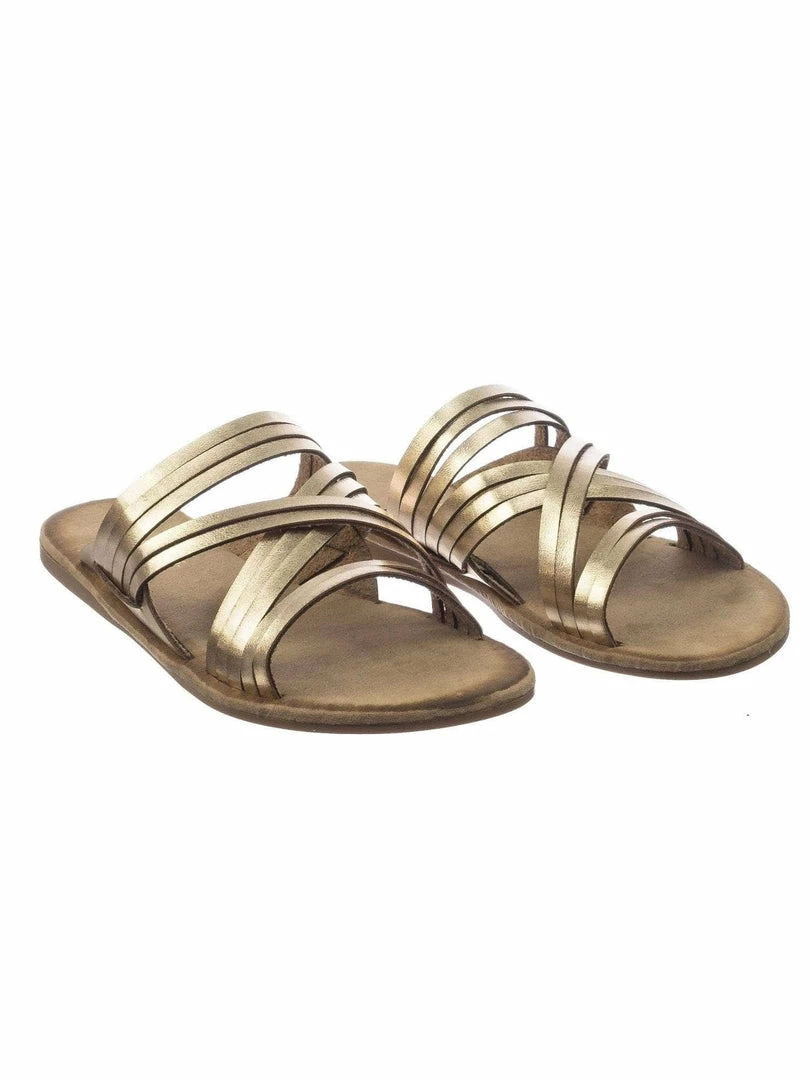 Bamboo Made47 Comfort Slides Foam Padded Slide In Slipper W Strappy Cage & Vintage Stain