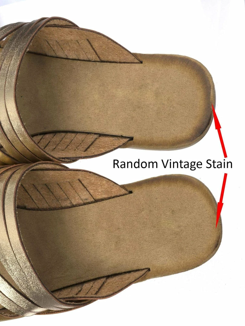 Bamboo Made47 Comfort Slides Foam Padded Slide In Slipper W Strappy Cage & Vintage Stain