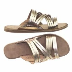 Bamboo Made47 Comfort Slides Foam Padded Slide In Slipper W Strappy Cage & Vintage Stain