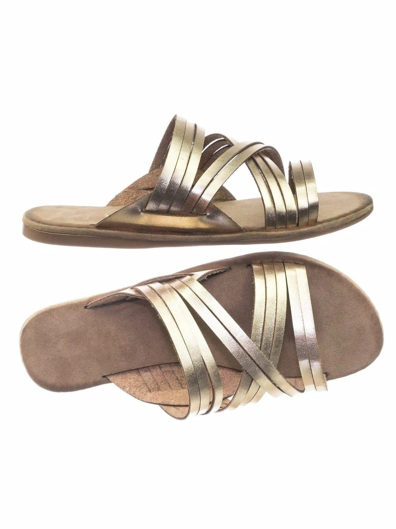 Bamboo Made47 Comfort Slides Foam Padded Slide In Slipper W Strappy Cage & Vintage Stain
