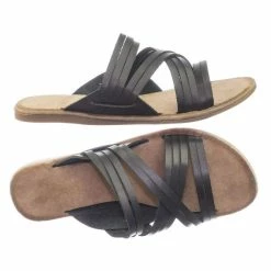 Bamboo Made47 Comfort Slides Foam Padded Slide In Slipper W Strappy Cage & Vintage Stain