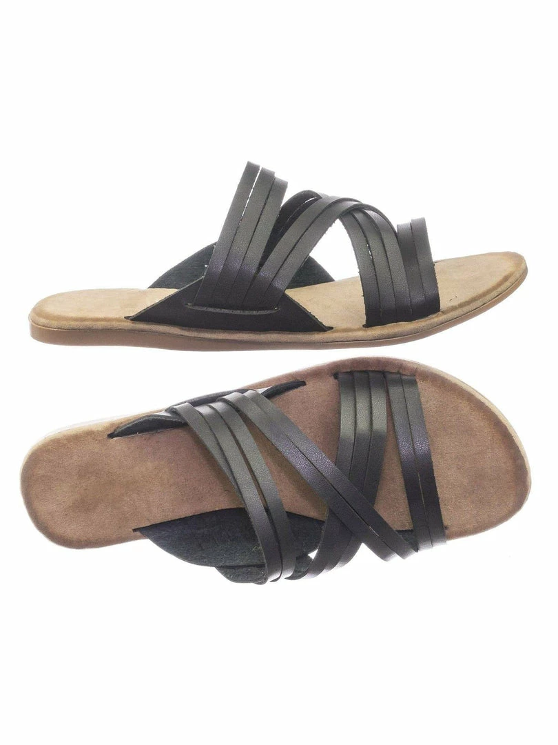 Bamboo Made47 Comfort Slides Foam Padded Slide In Slipper W Strappy Cage & Vintage Stain
