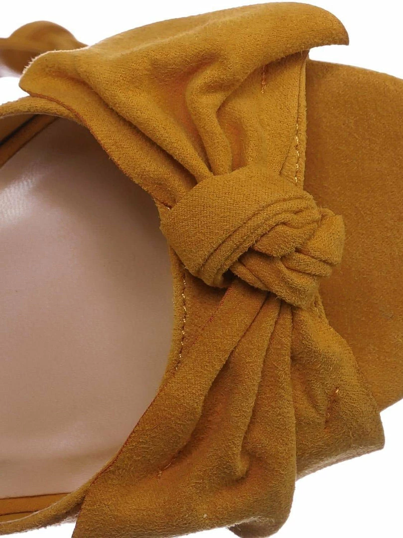 Bamboo Mania18 Chunky Block Heel Dress Sandal - Women Bow Adjustable Ankle Strap Shoes