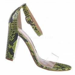 Bamboo New Mania30 Chunky Block Heel Sandal W Clear Strap - Women Lucite Transparent