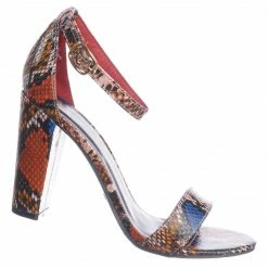 Bamboo Mania38 Block Heel Snake Print Dress Sandal - 2 Piece Ankle Strap Open Toe Shoe New